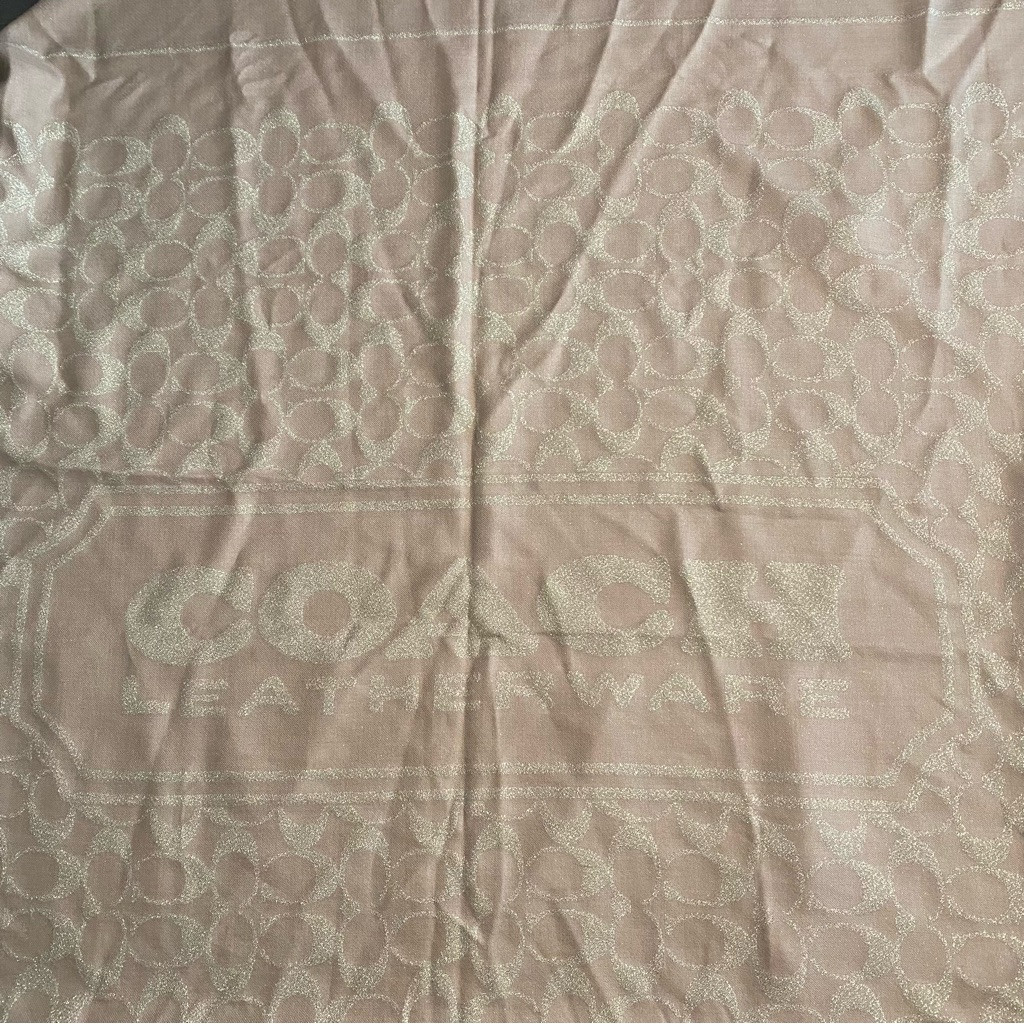 Nwt Coach Metallic Taupe/ Gold Signature C Shawl, Large